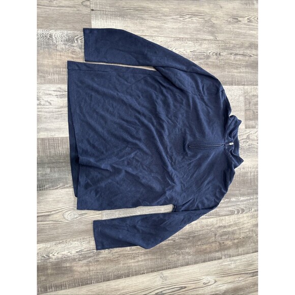 Mizzen Main Sweater Shirt Pullover Navy Blue 1/4 Zip Performance Stretch L EUC - Picture 1 of 11